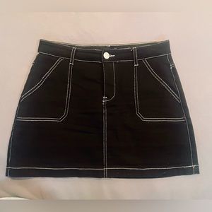 HOT TOPIC Black Stretch Denim Miniskirt with white accent stitching M
